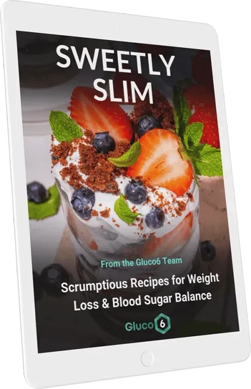 Sweetly Slim digital recipe guide cover, shown on a tablet
