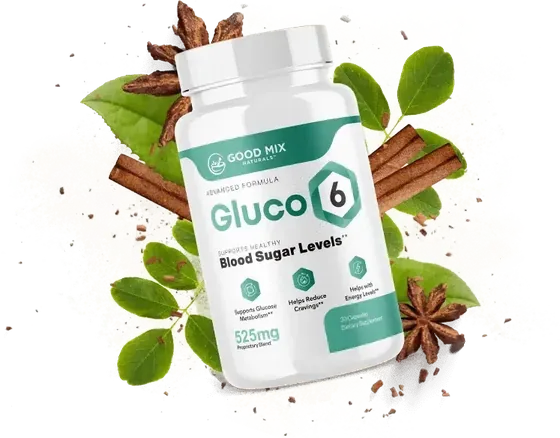 Gluco6 bottle label showing Advanced Formula, 525 mg proprietary blend, 30 capsules